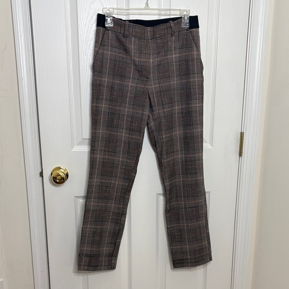 H&M Women's Plaid Straight Leg Pants - Brown and Black